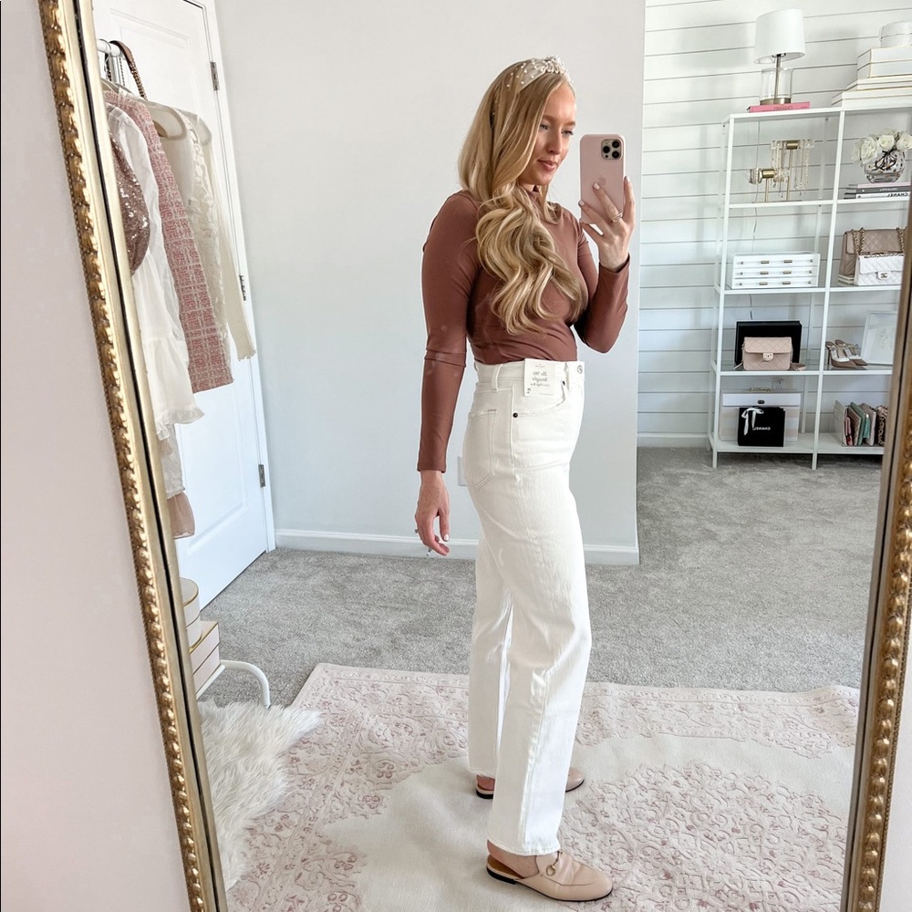 90s Straight Leg Curve Love White Crisscross Jeans - brand new, tags still on